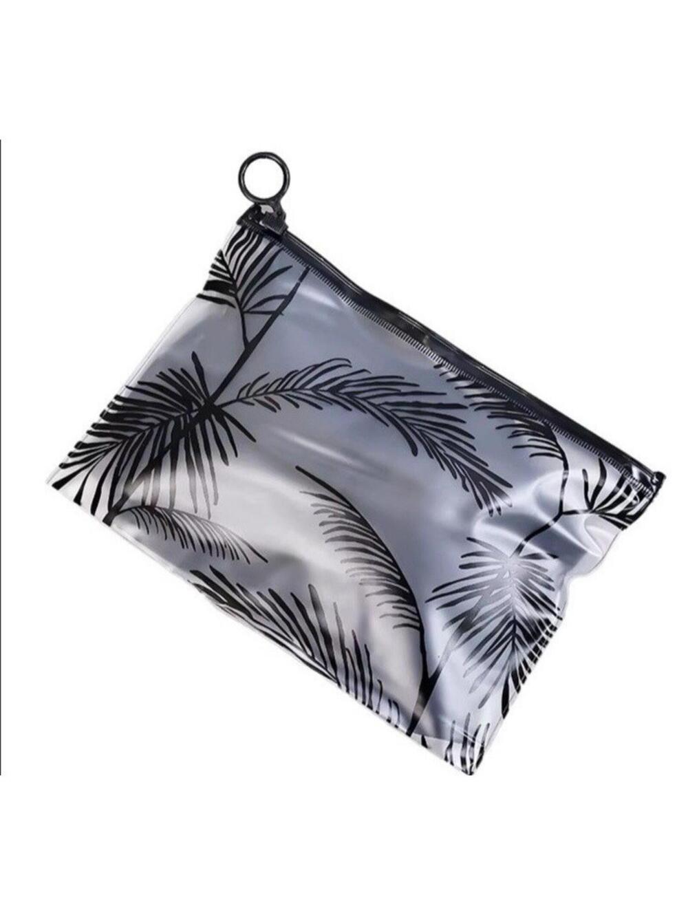 Tropical Holiday Palm Trees Clear Frosted Transparent PVC Makeup / Bikini Bags